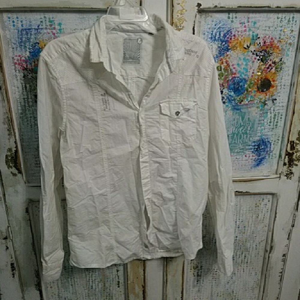 Clockhouse White Button-Up Shirt
